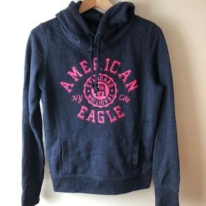 American Eagle Navy Blue & Hot Pink Hoodie